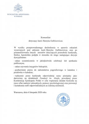 Watykan nałożył sankcje na kardynała Gulbinowicza - 0