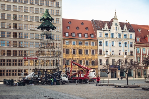Wrocław: Idą święta! Rozpoczął się montaż choinki [ZDJĘCIA] - 1
