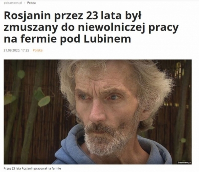 Zarzuty handlu ludźmi za zmuszanie przez 23 lata do pracy obywatela Rosji