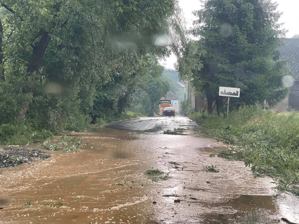 Nawałnica na Dolnym Śląsku. Ze skutkami walczy m.in. Strzyżowiec - fot. portalik24/ Lwówek na sygnale