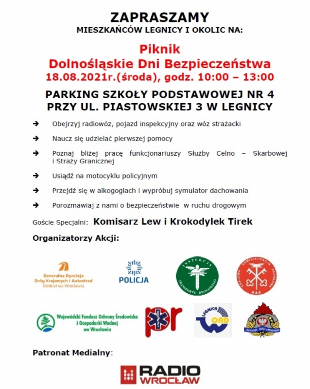 Piknik bezpieczeństwa już w najbliższą środę w Szkole Podstawowej nr 4 w Legnicy - fot. mat. prasowe