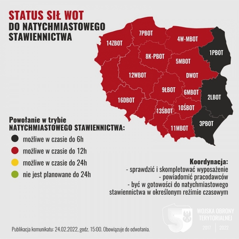Żołnierze WOT mają być w pełnej gotowości - wezwanie możliwe w każdej chwili   - fot. WOT