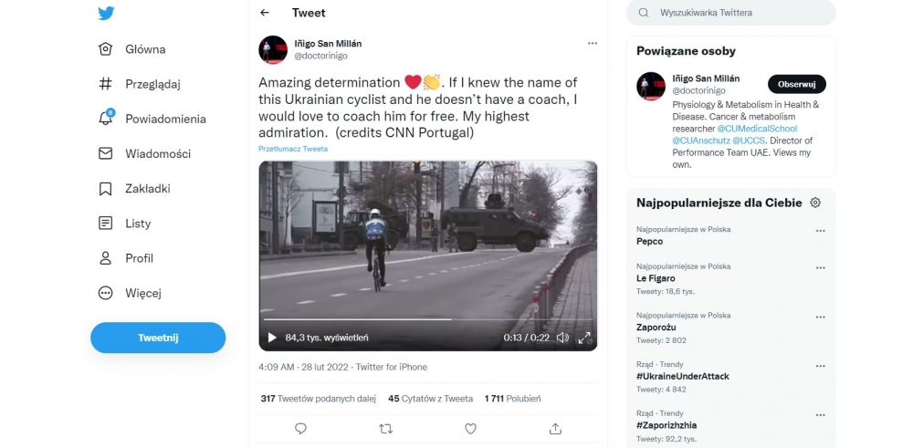 Można pomóc, jeżdżąc na rowerze - dolnośląscy kolarze i rowerzyści wspierają Ukrainę - fot. Twitter 