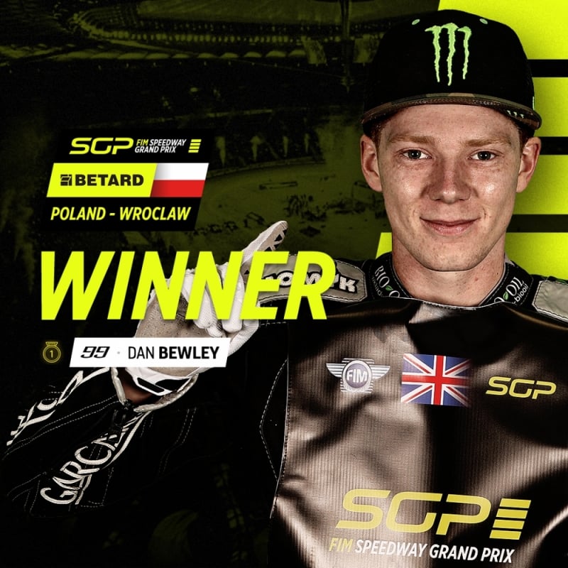 Żużlowa GP - Janowski czwarty we Wrocławiu, wygrał Bewley - fot. FIM Speedway Grand Prix Facebook