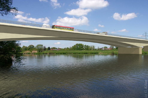 Bój o Wschodnią Obwodnicę Wrocławia - Most na Odrze ma być częścią wschodniej obwodnicy Wrocławia (wizualizacja: urząd marszałkowski)