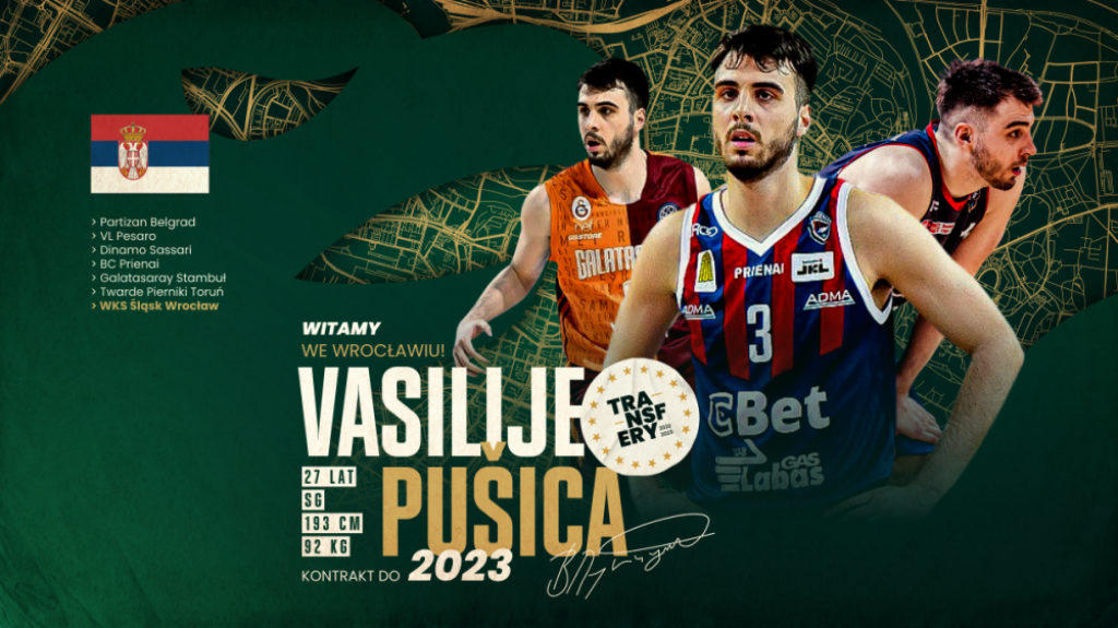 Vasilije Pusica nowym koszykarzem Śląska Wrocław - fot. wks-slask.eu