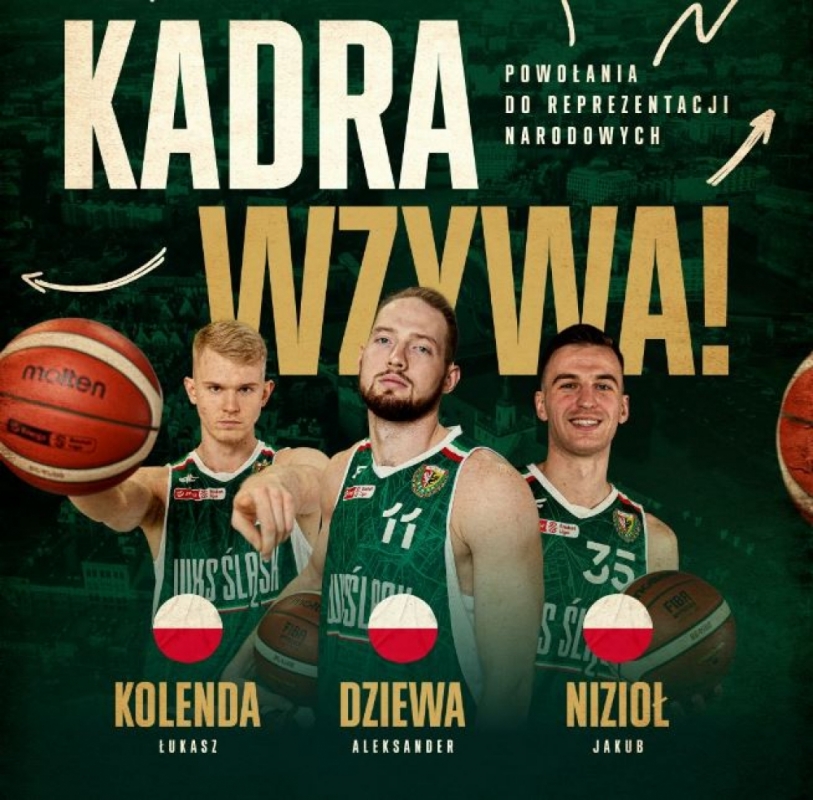 Trzech koszykarzy Śląska powołanych do reprezentacji Polski - fot. WKS Śląsk Wrocław Koszykówka Twitter