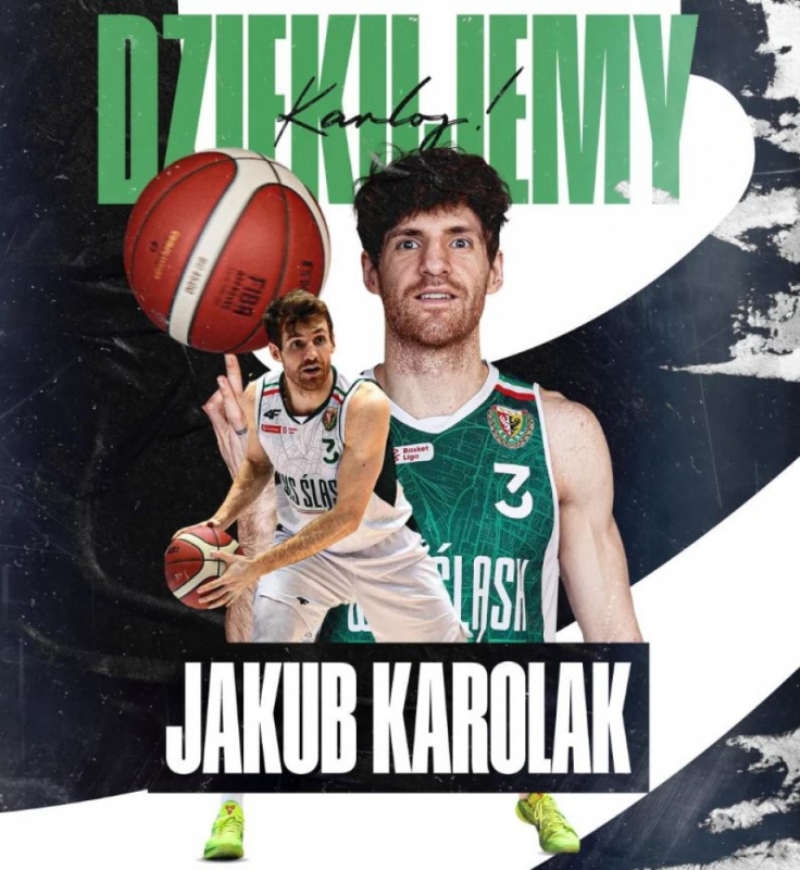 Jakub Karolak nie będzie już grał w Śląsku Wrocław - fot. WKS Śląsk Wrocław Koszykówka Twitter