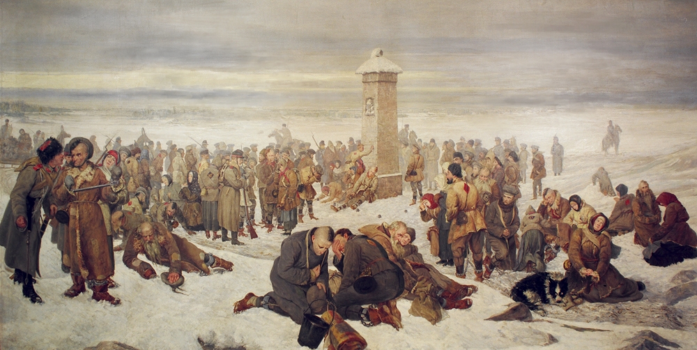 Wieczór zDolnego Śląska: Zsyłki na Sybir - fot. Aleksander Sochaczewski, Pożegnanie Europy, 1894 / Domena publiczna