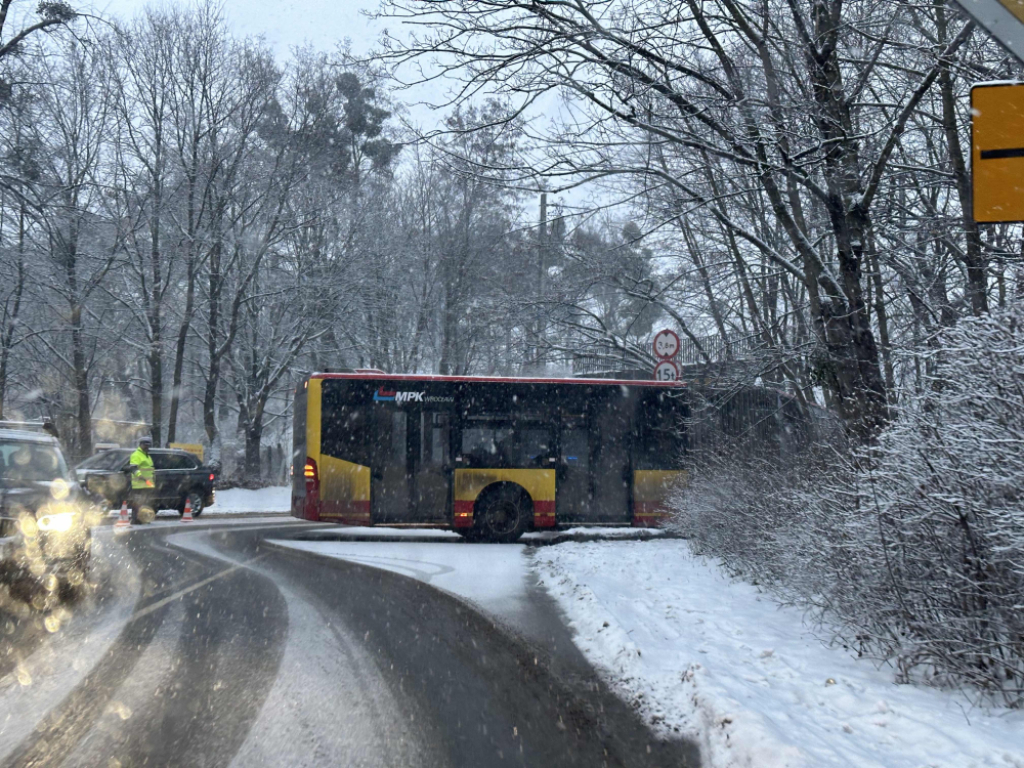 We Wrocławiu autobus wypadł z trasy. Są utrudnienia - Fot: Jakub Dworzecki