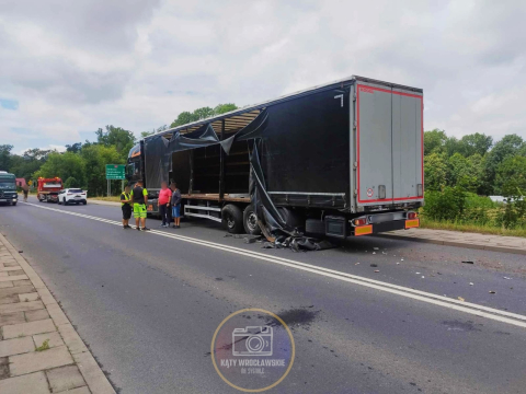 Wypadek na Drodze Krajowej nr 35 – zderzenie trzech ciężarówek - 0