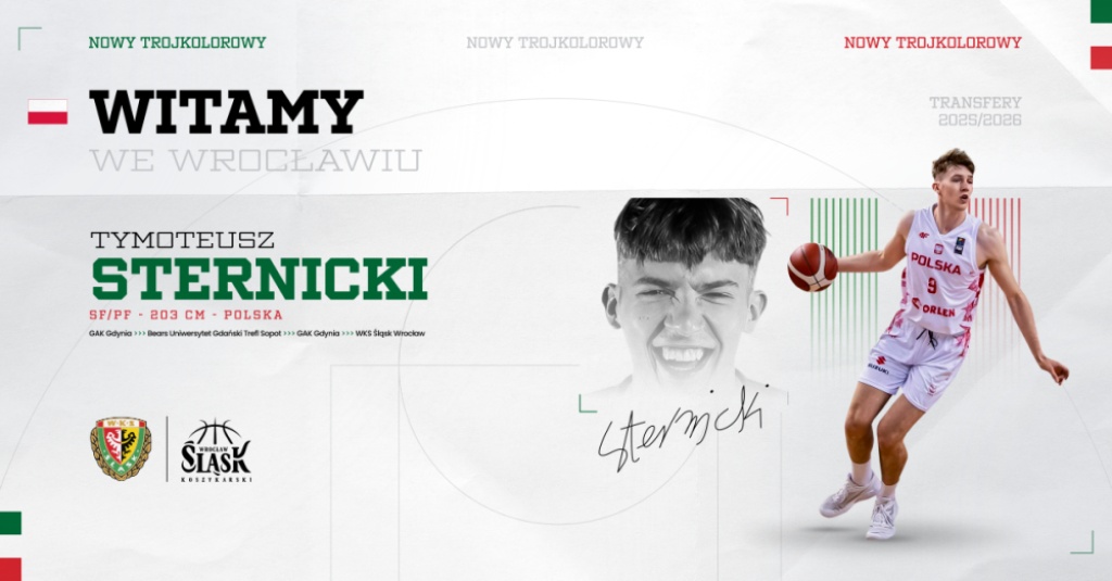 Tymoteusz Sternicki dołącza do polskiej rotacji Śląska - Tymoteusz Sternicki został nowym zawodnikiem Śląska.