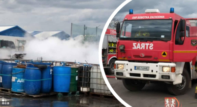 Pożar akumulator&oacute;w niedaleko Wrocławia. Na miejscu kilka zastęp&oacute;w straży pożarnej