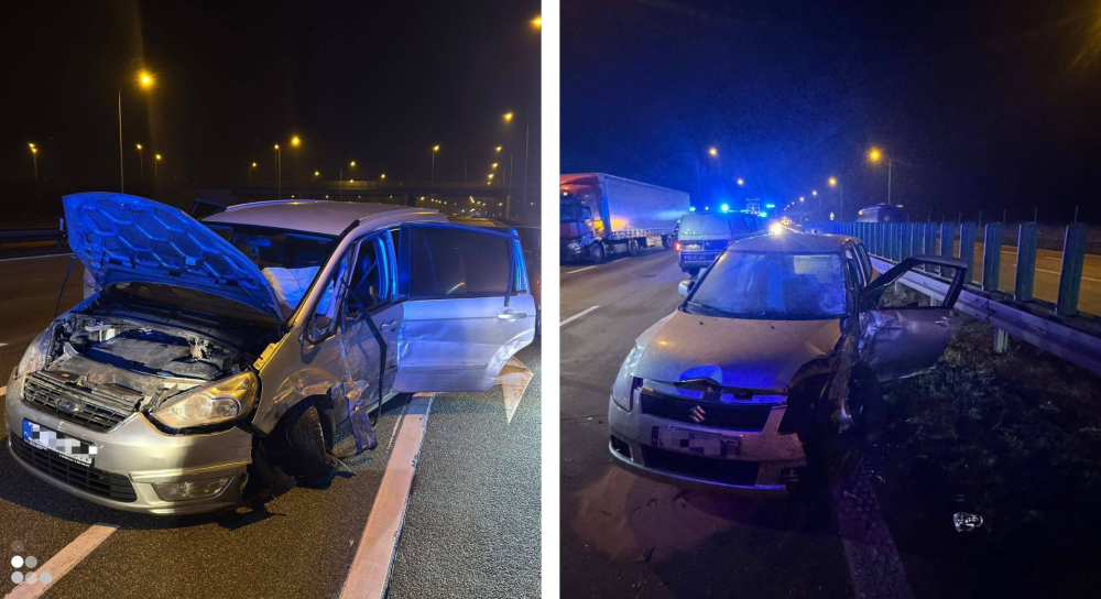Nocny wypadek na autostradzie A4. 87-letni kierowca wjechał na trasę pod prąd - Nocny wypadek na autostradzie A4. Starszy kierowca wjechał na trasę pod prąd.