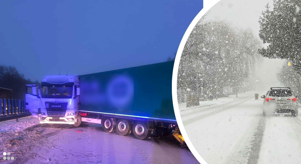 Śnieg sparaliżował dolnośląskie drogi. Tir stoi w poprzek autostrady, ogromne korki w miastach - Intensywne opady śniegu paraliżują dolnośląskie trasy