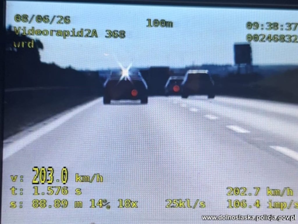 Pędził autostradą A4 niemal 100 km/h szybciej niż pozwalają przepisy. To nie był jego pierwszy raz