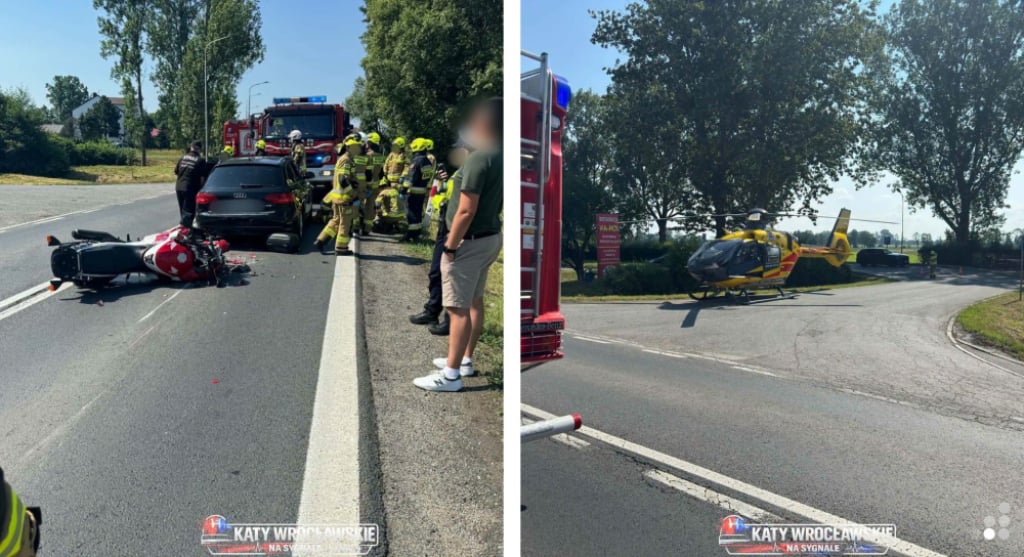 Wypadek w Cieszycach. Na miejscu lądował śmigłowiec LPR