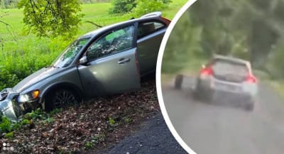 Uciekał przed policją przez lasy i pola. Podczas pościgu... odpadła mu opona [WIDEO]