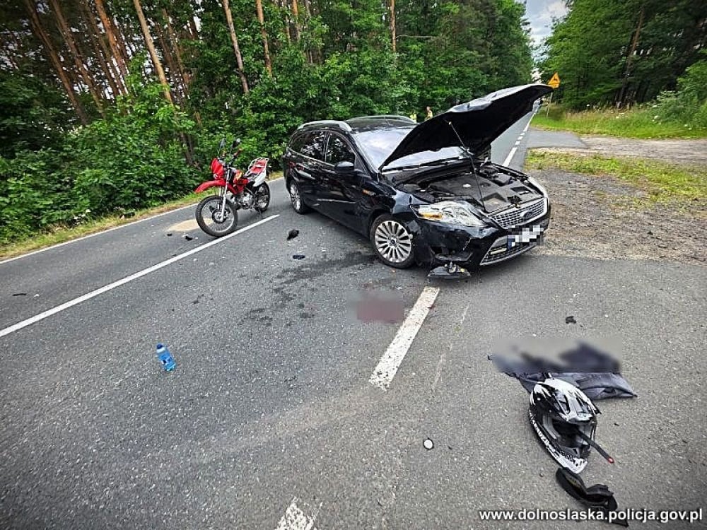 Nie ustąpił pierwszeństwa motocykliście. Tragiczny finał wypadku pod Węglińcem