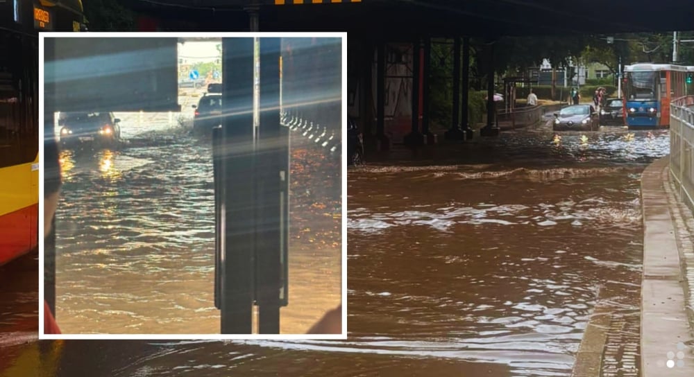 Co za pogoda! Gwałtowny deszcz sparaliżował centrum Wrocławia. Utrudnienia dla kierowców i pasażerów MPK