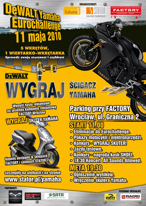 5 wkrętów, 1 wkrętarka - sprawdź swoją zręczność i szybkość, wygraj sportowy motocykl Yamaha R1 –