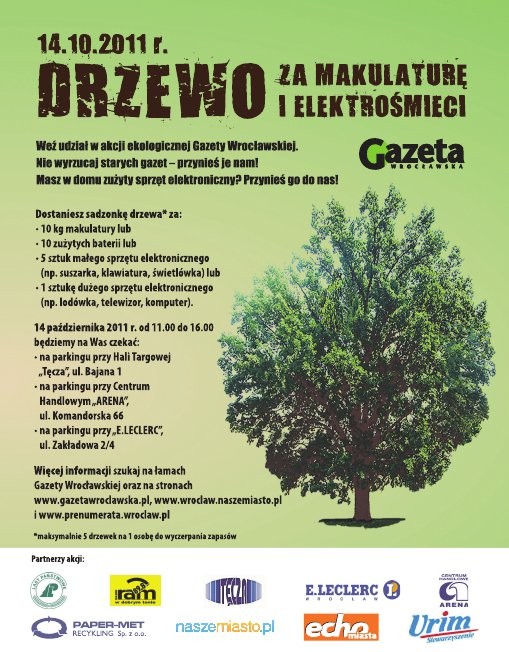 Dostaniesz drzewko za makulaturę - 