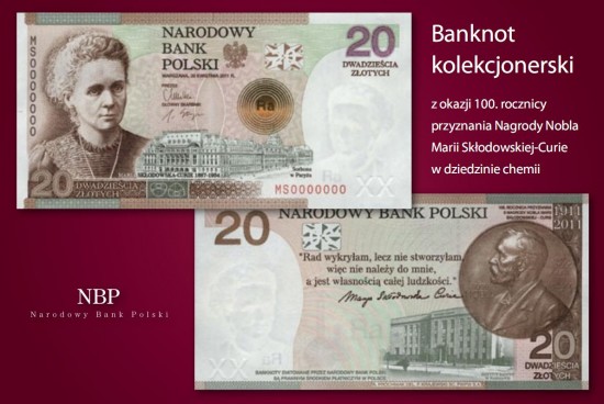  Maria Skłodowska znów na banknocie - Fot. NBP