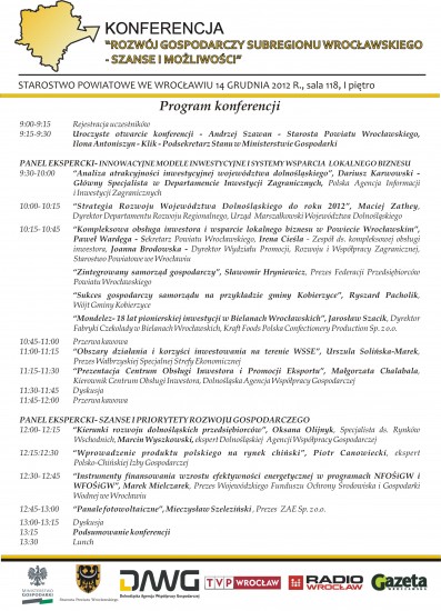 „Rozwój gospodarczy Subregionu Wrocławskiego – szanse i możliwości” - 