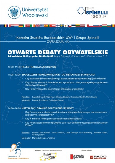 Otwarte Debaty Europejskie 24 kwietnia na Uniwersytecie Wrocławskim - 