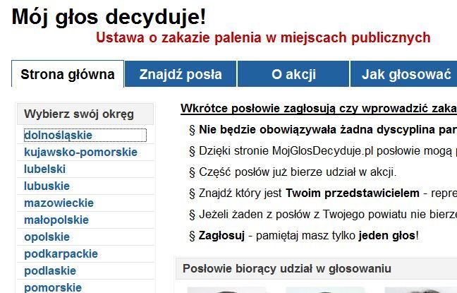 Kliknij "za" albo "przeciw" - www.mojglosdecyduje.pl
