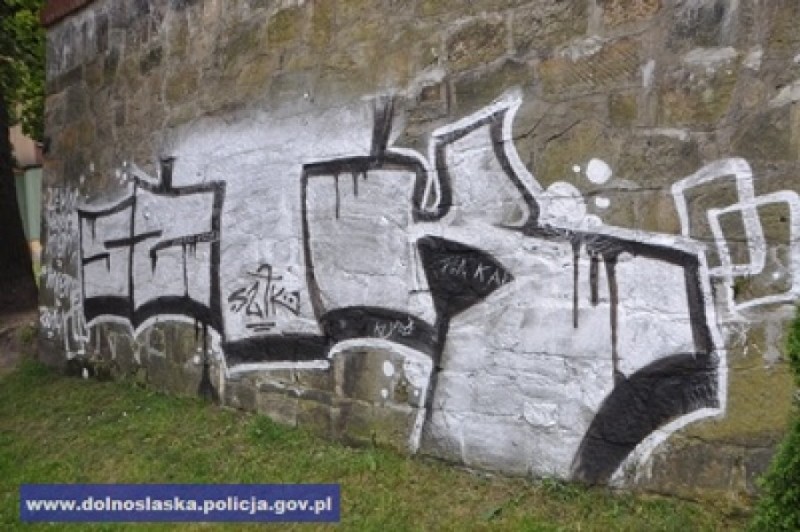 18-latek pomalował wałbrzyski ratusz, grozi mu 5 lat więzienia - Fot. Policja Wałbrzych