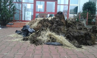 Rolnicy protestowali. Rozsypali obornik przed urzędem - 0