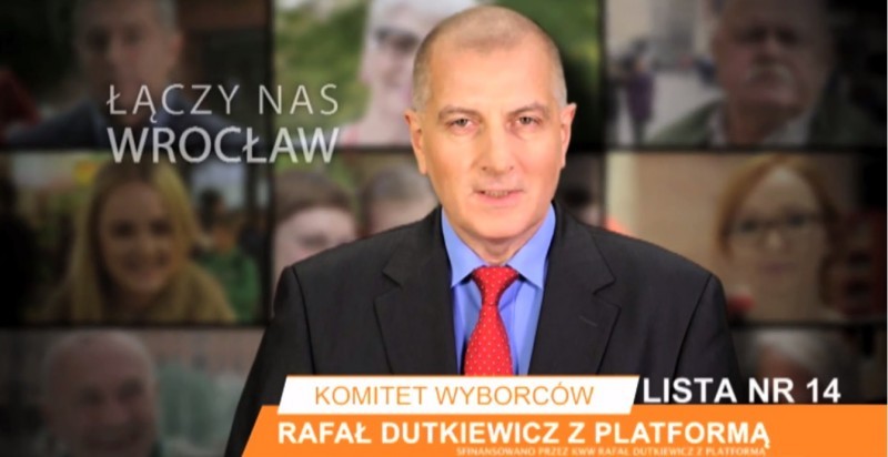 Jarosław Kaczyński w spocie Dutkiewicza z Platformą - kadr ze spotu wyborczego 