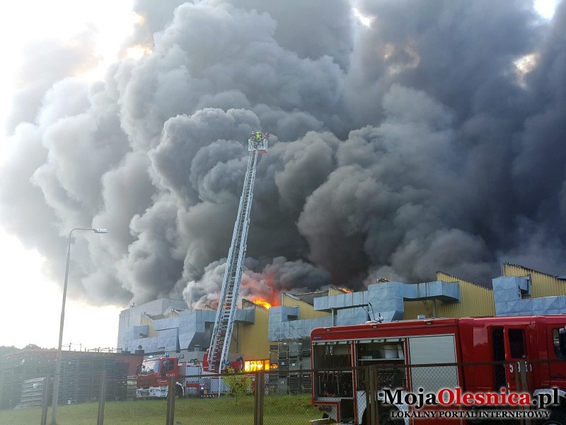 Wielki pożar w zakładzie Ilpea w Chełstówku (FOTO) - mojaolesnica.pl