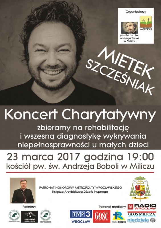 Mietek Szcześniak na koncercie charytatywnym w Miliczu –
