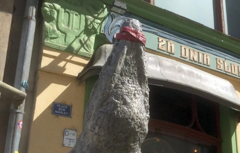 Krokodyl bez balonika, czyli akt "dewastacji" przed wrocławskim Kalamburem - Fotografie przesłał Michał Litwiniec