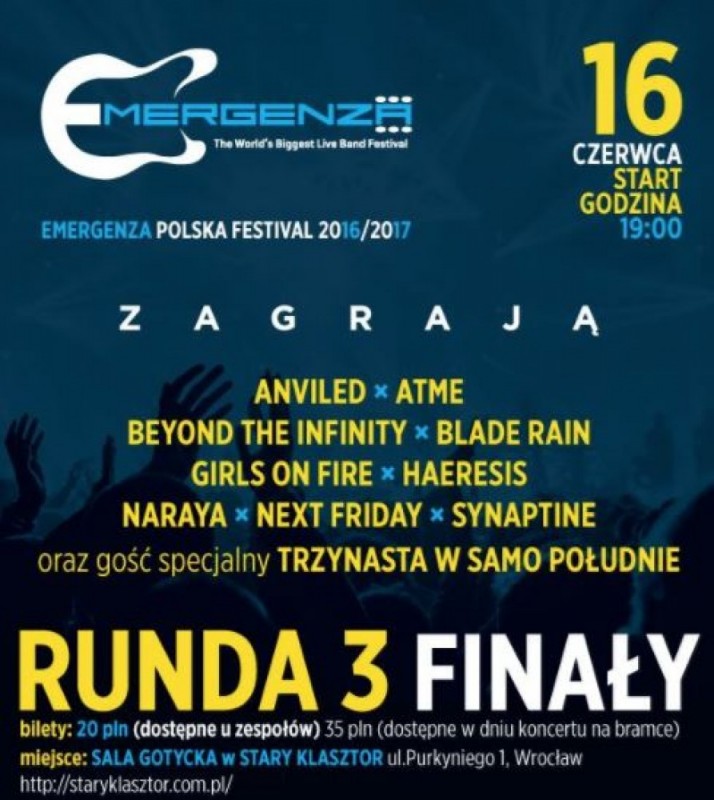 RUNDA III (Finał ) EMERGENZA FESTIVAL POLSKA - WROCŁAW Stary Klasztor (dzień 1) - 