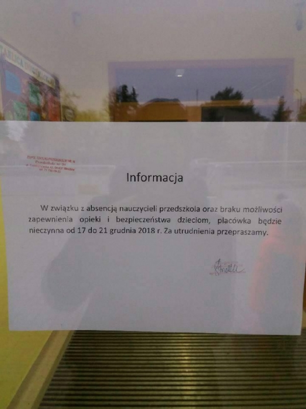 Wrocław: Nie działa część przedszkoli i szkół. Czy będzie ich więcej? - fot. Słuchaczka Radia Wrocław