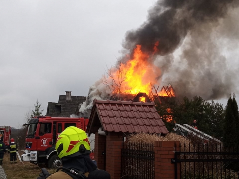 Pożar domu jednorodzinnego w Kotowicach - fot. OSP Siechnice