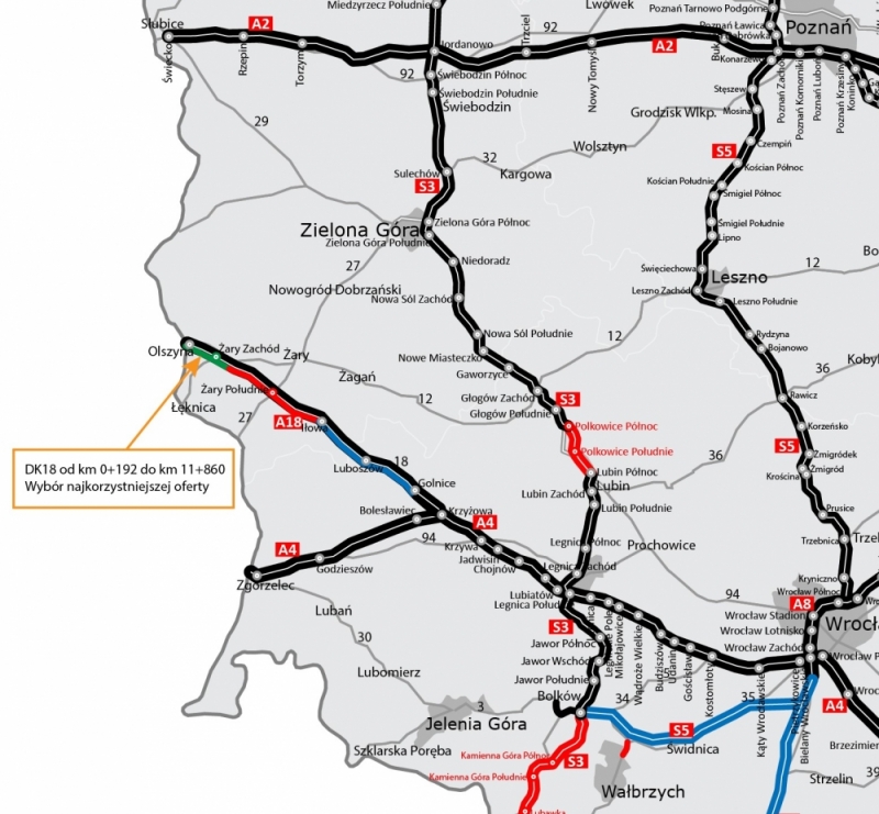 Wiemy kto wykona nowe 70 kilometrów A18 - fot. GDDKiA
