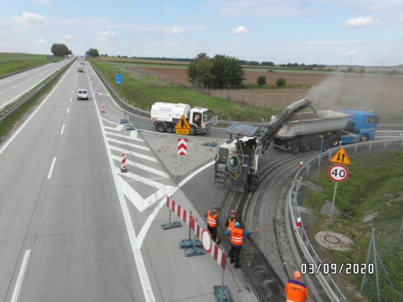Remont węzła Wądroże Wielkie na autostradzie A4 - fot. GDDKiA/Dawid Kuczabski