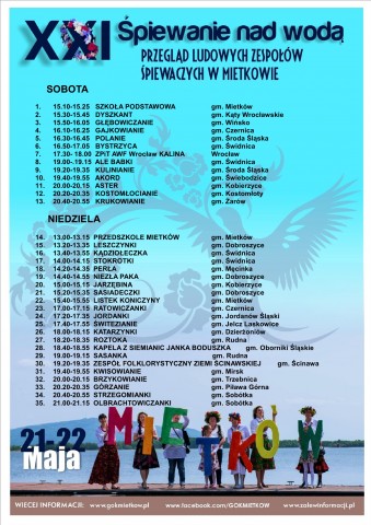 21-22 maja Śpiewanie nad Wodą Mietków 2016 - 2