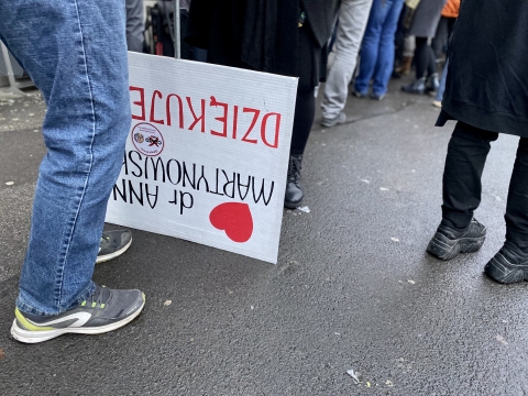 Lekarka zaprzeczająca istnieniu pandemii stanęła przed sądem. Pikietowało kilkadziesiąt osób - 1