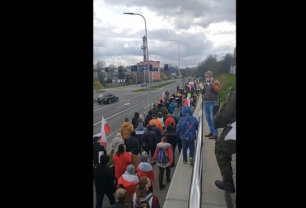 W Wałbrzychu protestowali przeciwko obowiązkowym szczepieniom   - fot. Facebook/Justyna Socha