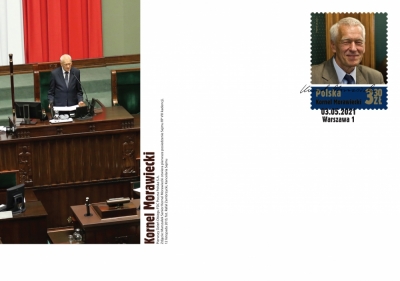 Kornel Morawiecki na znaczku Poczty Polskiej