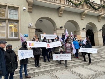 Protest pracowników wrocławskich uczelni