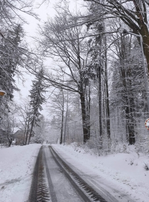 Śnieg na południu regionu, trudne warunki na drogach - 1