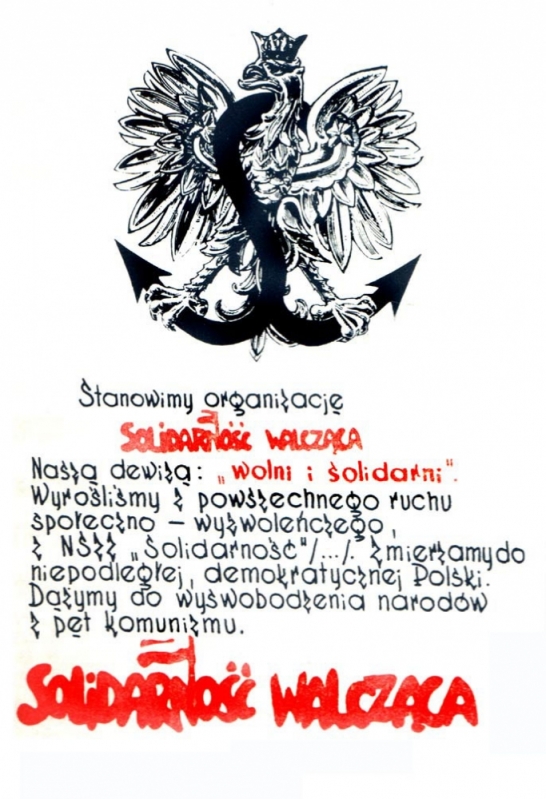 Dźwiękowa Historia: Solidarność Walcząca - Dewiza Solidarności Walczącej (fot. Wikipedia)