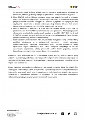 Producent Impulsów składa zawiadomienie do prokuratury. Koleje Dolnośląskie odpowiadają - 1