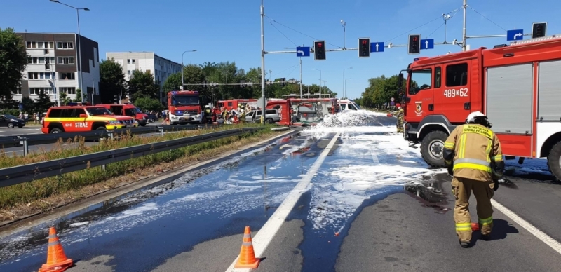 Lubin: Wypadek wozu strażackiego - fot. 112 Polkowice